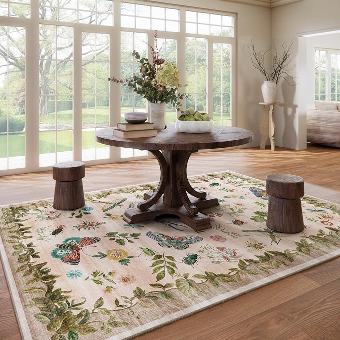 Machine Washable Rugs for Living Room: 9x12 Area Rugs Vintage Rugs Stain - Image 7