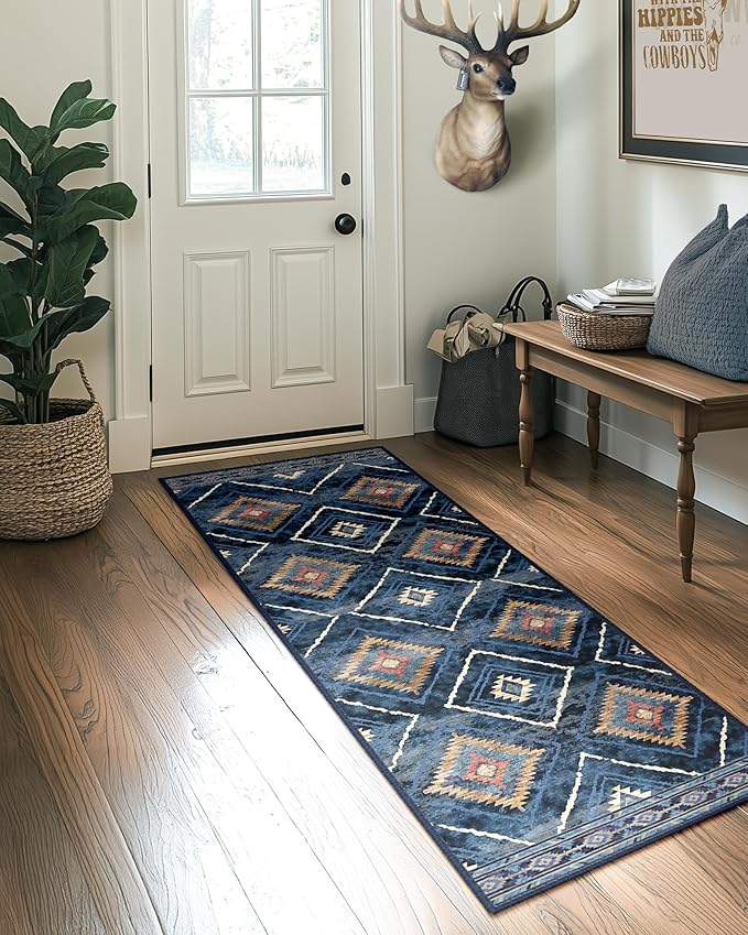 Area Rug 2x3 Rug Machine Washable Non-Slip Low Pile Print Pattern Western Rug - Image 8