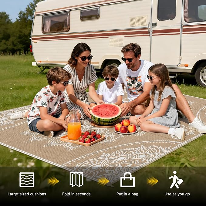 Pauwer Waterproof Outdoor Rug 6x9, Reversible Plastic Straw Patio Camping Rug - Image 5