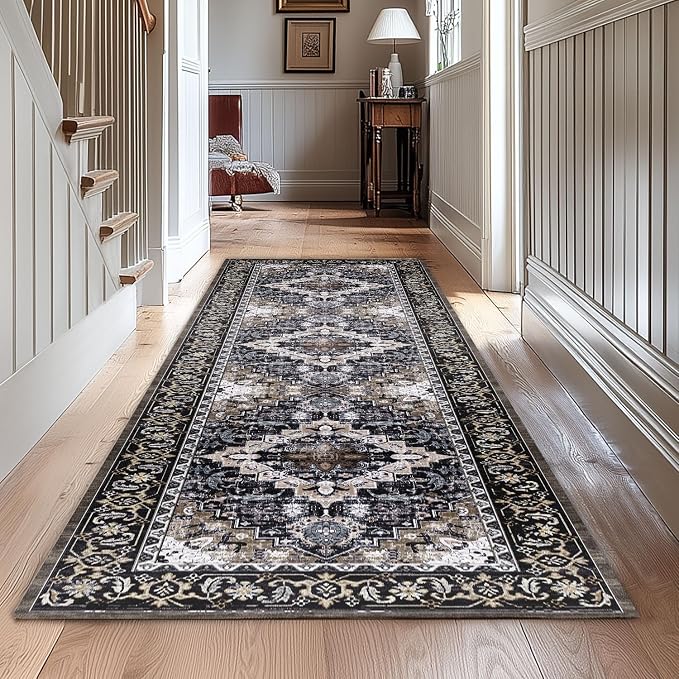 Lessymo 2 x 6 Runner Rug, Machine Washable Area Rugs Boho Faux Wool Low Pile - Image 2