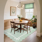 GarveeHome Scalloped Bow Rug for Living Room, Sage Green Rug for Dorm, Washable - Image 3