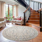 jinchan Zenith Round Rug 6ft Area Rug Soft 6'Round Vintage Floral Rug Non-Slip - Image 2