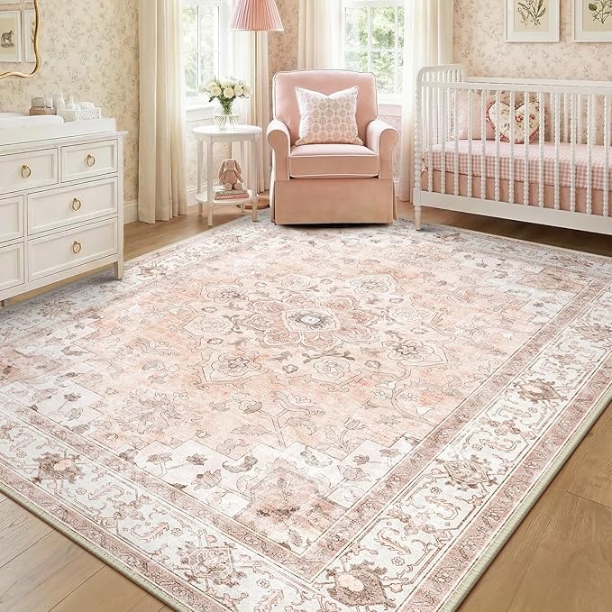 CAPALOCA Machine Washable Rugs Nursery Rug 8x10 Cute Girl Non Slip Low Pile by CAPALOCA