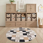 jinchan Macy 5ft Round Rug for Kids Room Black and White Modern Colorful - Image 5