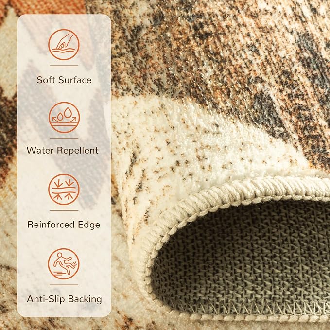 BESTSWEETIE Area Rug 4x4 Rug Machine Washable Non-Slip Low Pile Print Pattern - Image 2