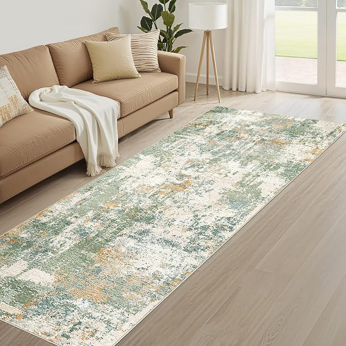 Runner Rug Kitchen Washable Rugs: 3x10 Non-Slip Abstract Soft Modern Stain - Image 8