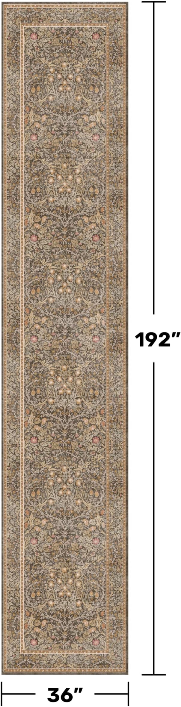 Brown Washable 3x16 Extra Long Runner Rug - Image 2