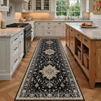 RELEANY Area Rugs Runner 3'x9' Washable Non-Slip, Floral Vintage Distress by RELEANY
