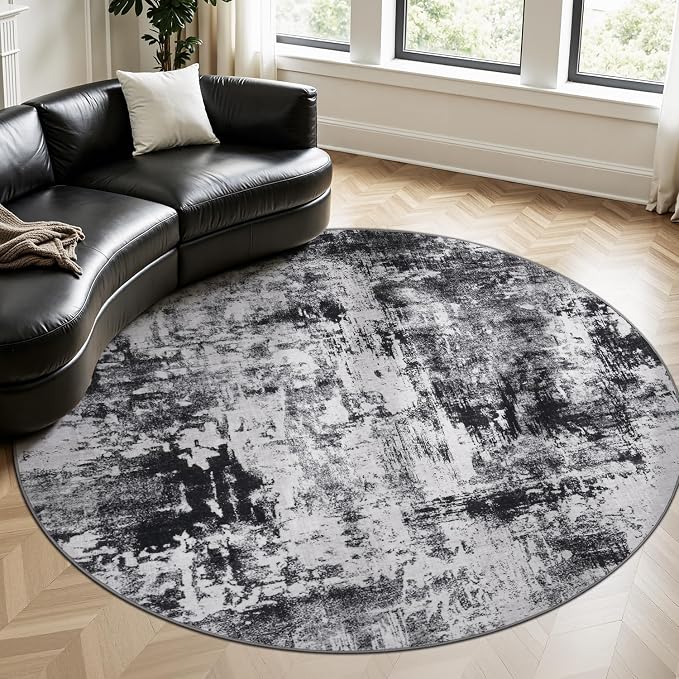 Rugflix Round Area Rugs 8Ft for Living Room, Washable Circle Rug by RugflixAreaRugs