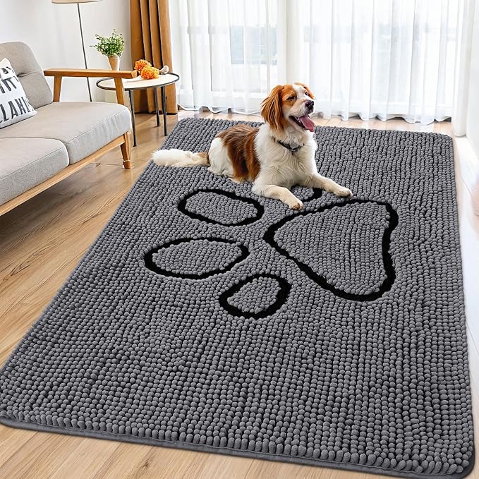 Smiry Dog Door Mat for Muddy Paws, Absorbent Dirt Trapper Non Slip Quick Dry by Smiry