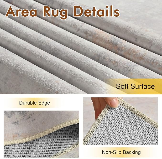 4x6 Ft Area Rugs for Living Room, Soft Non-Slip Washable Rugs Modern Abstract - Image 6