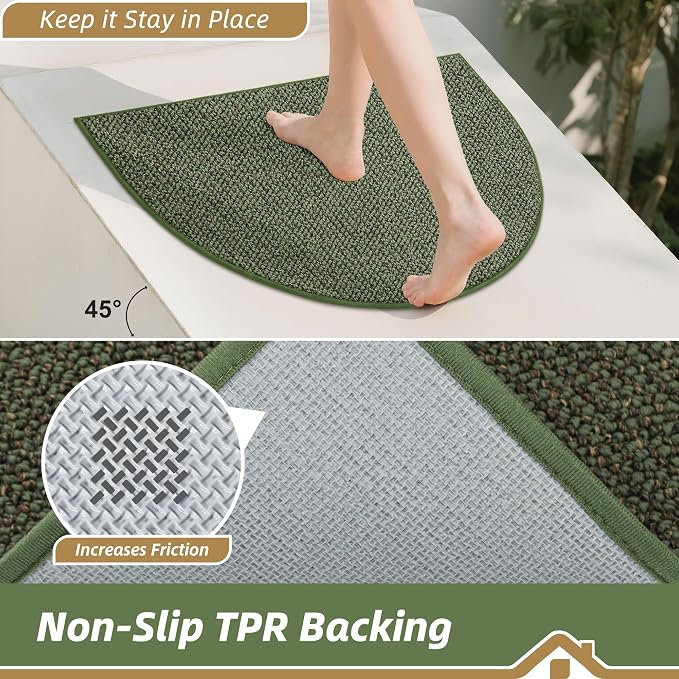 BEQHAUSE Dirt Trapper Door Mat 32" x 48" Half Circle Non-Slip Washable Doormats - Image 4