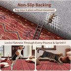 SERISSA Hallway Runner Rug, 2x10 Washable Non-Slip Red Ochre Runners - Image 5