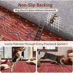 SERISSA 9x12 Area Rugs for Living Room, Washable Non-Slip Red 0chre Boho Rug - Image 5