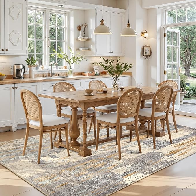 Toneed Abstract Area Rug Modern Washable Rug Soft Non Slip Rug Low Pile - Image 3