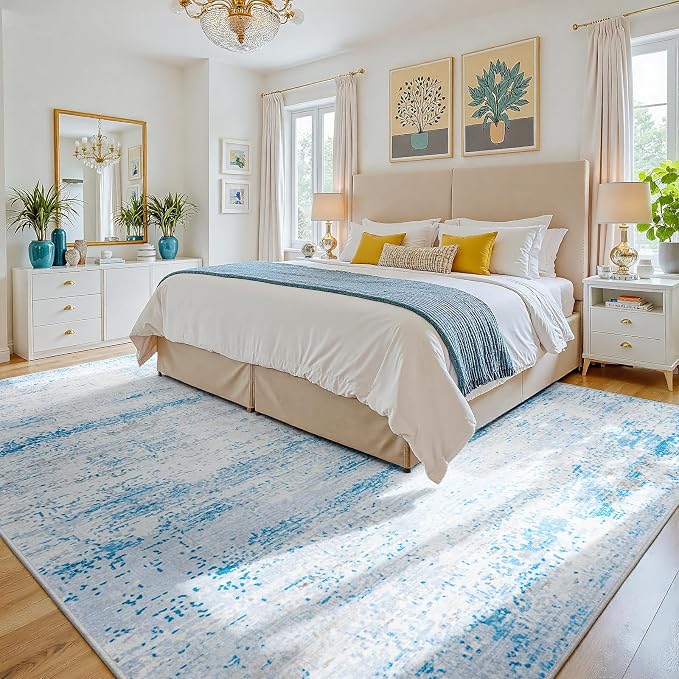 9x12 Area Rugs Washable Rug:Anti-Skid Abstract Modern Living Room Rug Soft Thin - Image 2