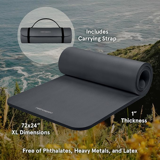Retrospec Solana Yoga Mat 1" Thick w/Nylon Strap - Image 2