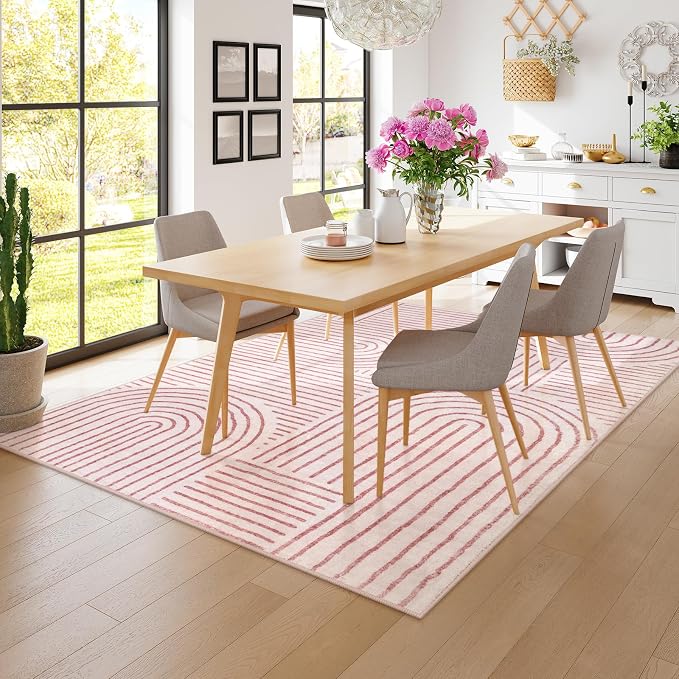 Lahome Abstract 8x10 Area Rugs, Soft Pink 8x10 Rugs - Image 4