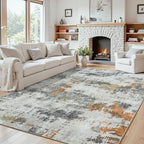 4x6 Area Rugs for Living Room Washable: Abstract Soft Thin Low Pile Grey Rug by Oriannal