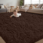 5x8 Area Rug for Living Room:Ultra Soft Fluffy Shag Brown Rugs, Large Fuzzy by Unknown