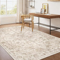 4x5 Washable Neutral Area Rug Beige Vintage Entryway Office Carpet Non-Slip by WondRg