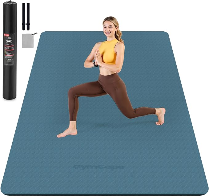 Extra Large Yoga Mat – 72"x48" or 78"x57", 1/4"–1/2" Thick Mat by GymCope