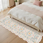 Hallway Runner Scalloped Floral Rug 2.6x8 Washable Non Slip Pink | Soft - Image 7