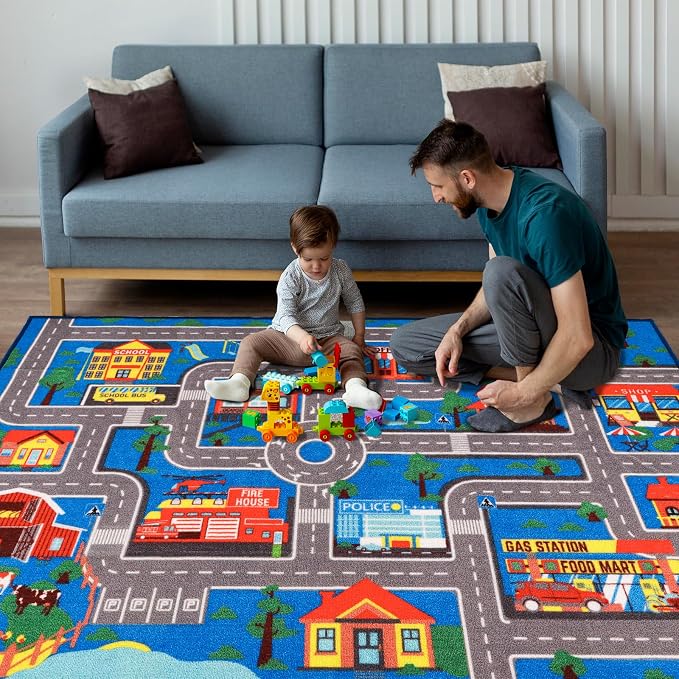 Kids Carpet Playmat Rug 110.2"x78.7", Car Rug - Image 3