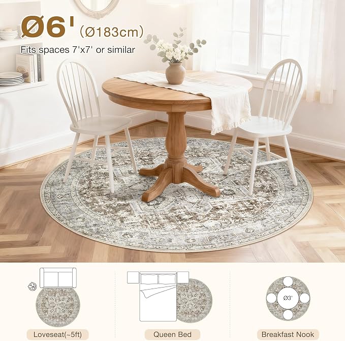 Tortania 6' Round Area Rug Living Room Rugs - Image 9