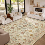 Rugxara Large 9X12 Rugs for Living Room Bedroom, Washable Rug, Vintage Boho by Rugxara
