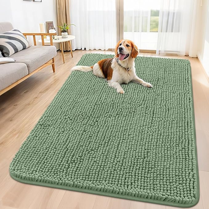 Smiry Dog Door Mat for Muddy Paws 59x35, Absorbent Dirt Trapper, Non-Slip by Smiry