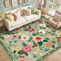 RELEANY Floral 6x9 Area Rugs Washable Print Boho Cute Carpet Non Slip Flower by RELEANY