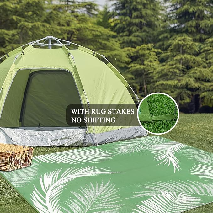 Pauwer Waterproof Outdoor Rug 6x9, Reversible Plastic Straw Patio Camping Rug - Image 6