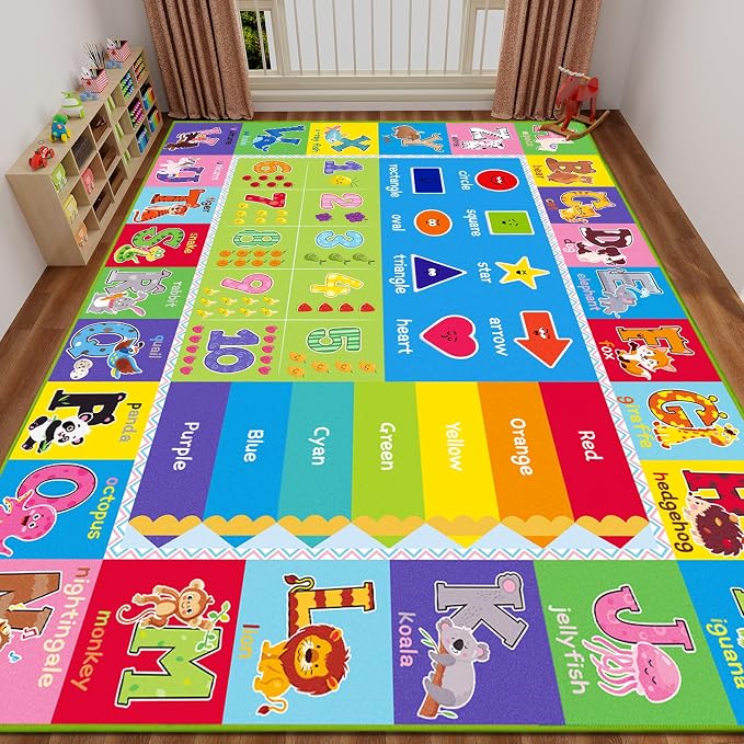 Kids Rug for Playroom, ABC Carpet Educational Play Mat for Kids, Preschool Rugs by Unknown