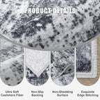 2.6'x14' Runner Rug Washable Rug: Modern Abstract Soft Thin Runner Rug Dark - Image 4