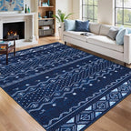 SERISSA 5x7 Area Rugs for Living Room, Washable Non-Slip Blue and White Boho Rug by SERISSAHomeDecorCollection