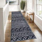 KUTA Moroccan Washable Runner Rug 2.6x8, Non-Slip Vintage Black Boho Hallway - Image 3