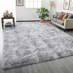 PAGISOFE Light Grey Shaggy Abstract Area Rug 6x9 Feet, Plush Fluffy Rugs - Image 5