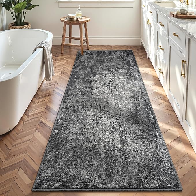 2x7 Black Rug Runners for Hallways Kitchen Runner Rug Non Slip Washable Black - Image 4