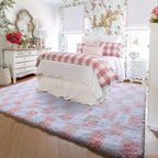 KICMOR 5x7 Area Rugs for Living Room, Fluffy Soft Light Pink and White - Image 3