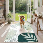 Lahome Green Botanical Print Small Throw Rugs Modern Abstract Non-Slip 3x5 - Image 4