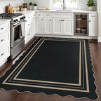 Scalloped 5x7 Rug for Living Room, Easy Jute Washable Outdoor Patio Carpet - Image 7