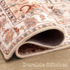 SERISSA 4x6 Boho Bedroom Rug, Washable Non Slip Vintage Peach Cream Area Rugs - Image 6