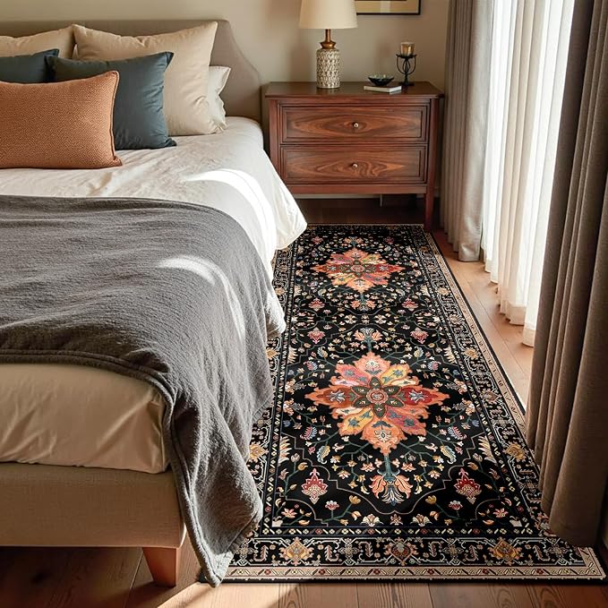 RELEANY Area Rugs Runner 3'x8' Washable Non-Slip, Floral Vintage Distress - Image 2