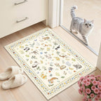Soalmost 2x3 Cat Rugs for Entryway, Machine Washable Door Mat Animal Floral by Soalmost