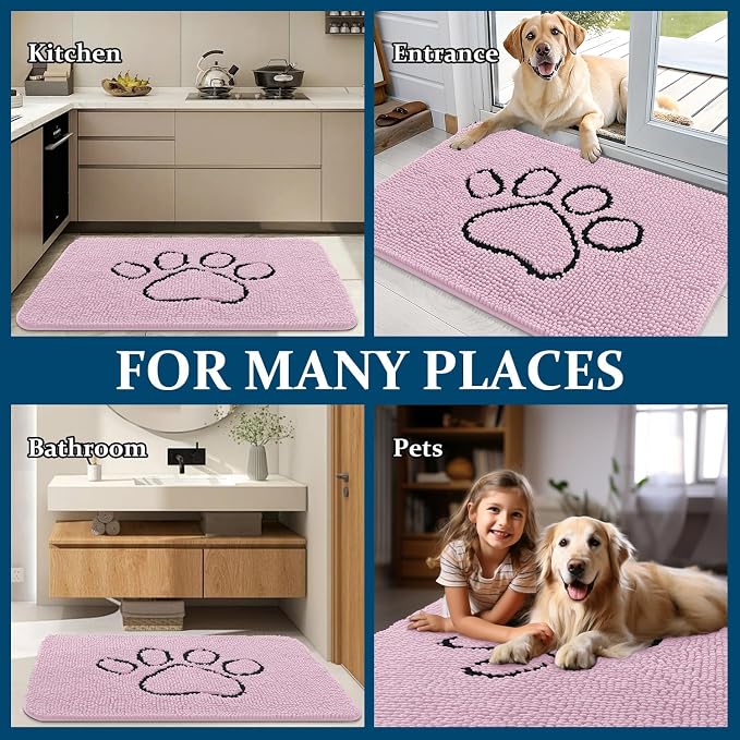 OLANLY Dog Door Mat for Muddy Paws 36x24, Paw Print Design, Absorbs Moisture - Image 8