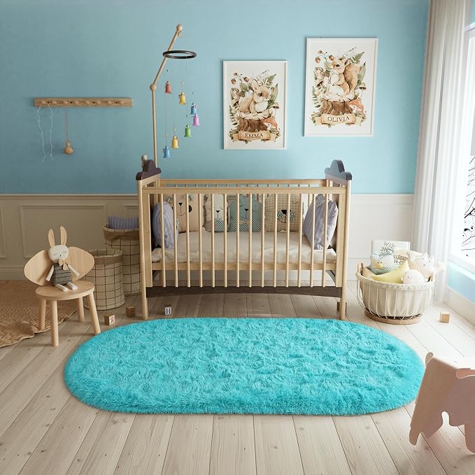 LOCHAS Bedroom Rug 2.6' x 5.3', Soft Oval Throw Rugs Carpet - Image 3