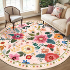 RELEANY Floral 8ft Area Rugs Washable Print Boho Cute Carpet Non Slip Flower by RELEANY