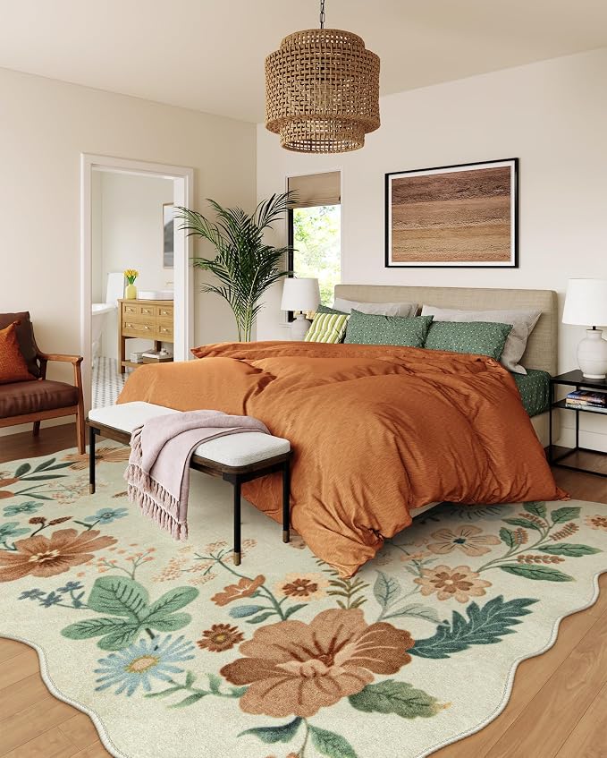 Lahome Floral Washable 6x9 Area Rugs, Soft Bedroom Rug - Image 3
