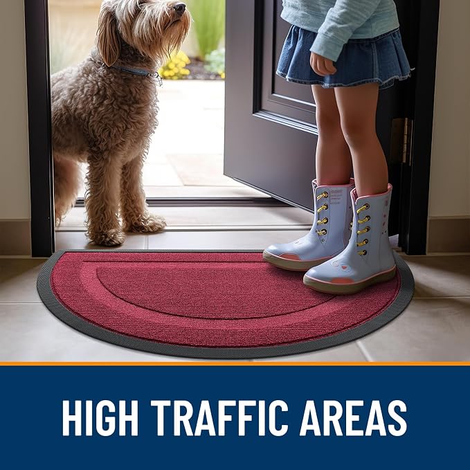 OLANLY Half Circle Door Mat Indoor Outdoor Entrance Welcome, Waterproof - Image 6
